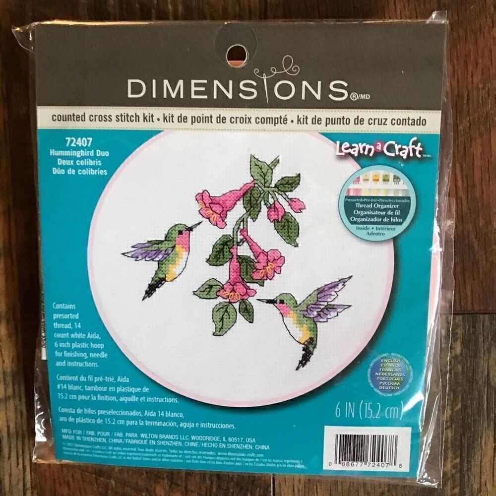 Dimensions 72407 humming bird duo floral counted cross stitch New
